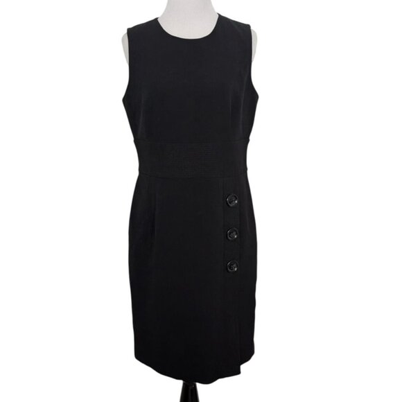 Talbots Sleeveless Sheath Dress Womens Petite Size 8 Black Stretch Party Career - Picture 1 of 11
